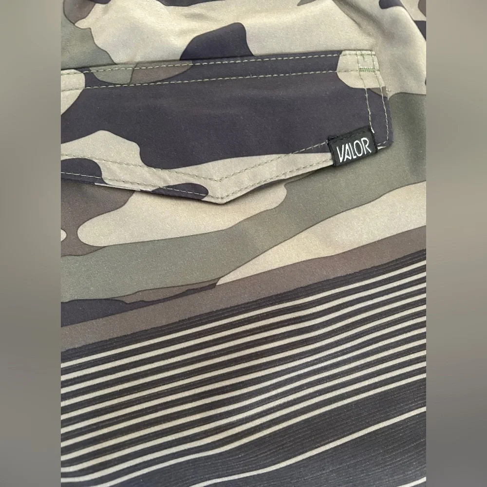 Gray Camo Valor Swim Shorts. Size medium
